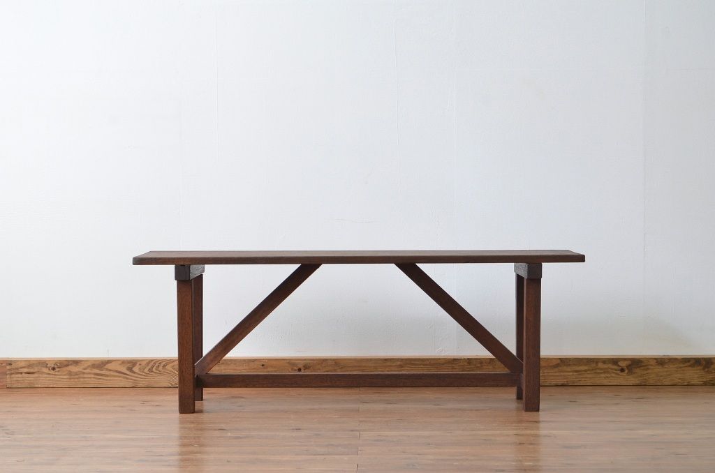 レトロ家具　昭和レトロ 古い木のシンプルなベンチ2(長イス・椅子)