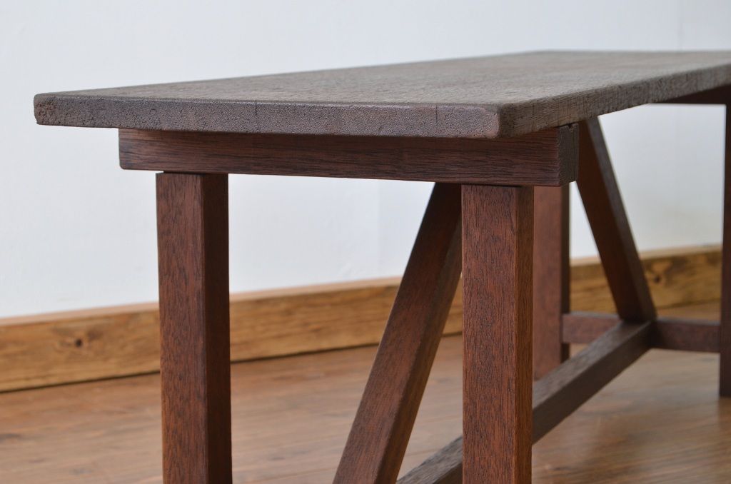 レトロ家具　昭和レトロ 古い木のシンプルなベンチ2(長イス・椅子)