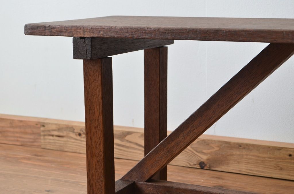 レトロ家具　昭和レトロ 古い木のシンプルなベンチ2(長イス・椅子)
