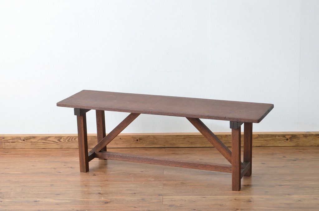 レトロ家具　昭和レトロ 古い木のシンプルなベンチ2(長イス・椅子)
