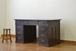 アンティーク家具　古いナラ材のシックな組み立て式両袖机