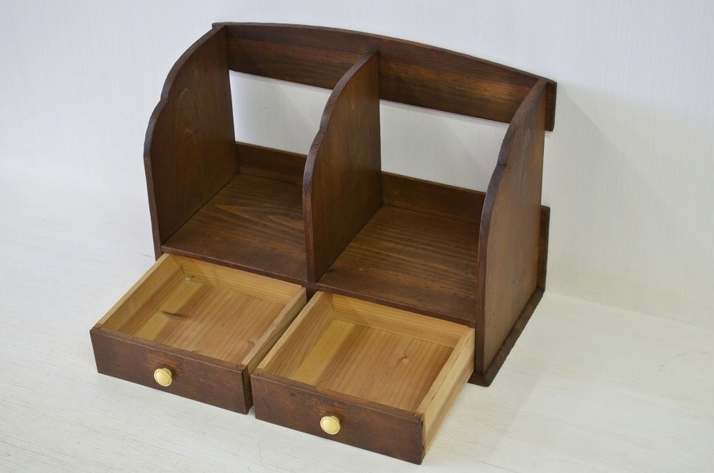 レトロ家具　古いレトロな木製本立(ブックスタンド)