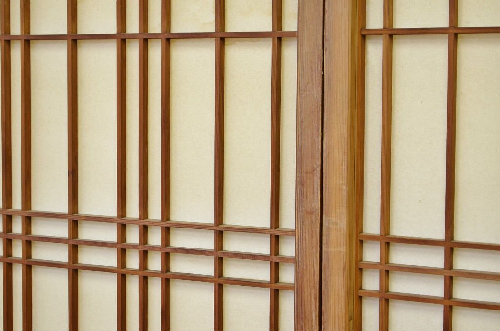 昭和レトロ　素敵な雪見障子戸4枚セット?(要修理・格安販売品)(引き戸、擦り上げ障子戸、擦上障子戸)
