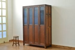 レトロ家具　昭和レトロ 希少 古い木のモールガラスアンティークロッカー?4人用