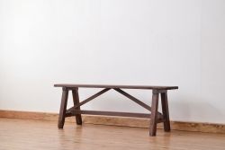 レトロ家具　昭和レトロ 使い込まれた無垢材のアンティークベンチ(イス・椅子・スツール)