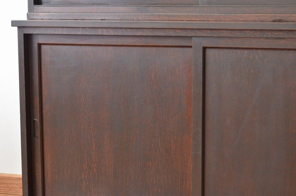 アンティーク家具　アンティーク 特別注文造りナラ無垢材のダイヤガラス収納棚(食器棚 キャビネット)