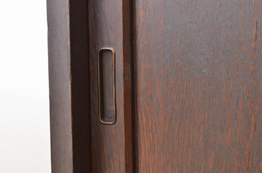 アンティーク家具　アンティーク 特別注文造りナラ無垢材のダイヤガラス収納棚(食器棚 キャビネット)