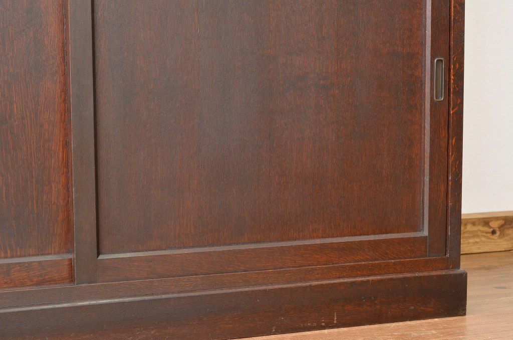 アンティーク家具　アンティーク 特別注文造りナラ無垢材のダイヤガラス収納棚(食器棚 キャビネット)