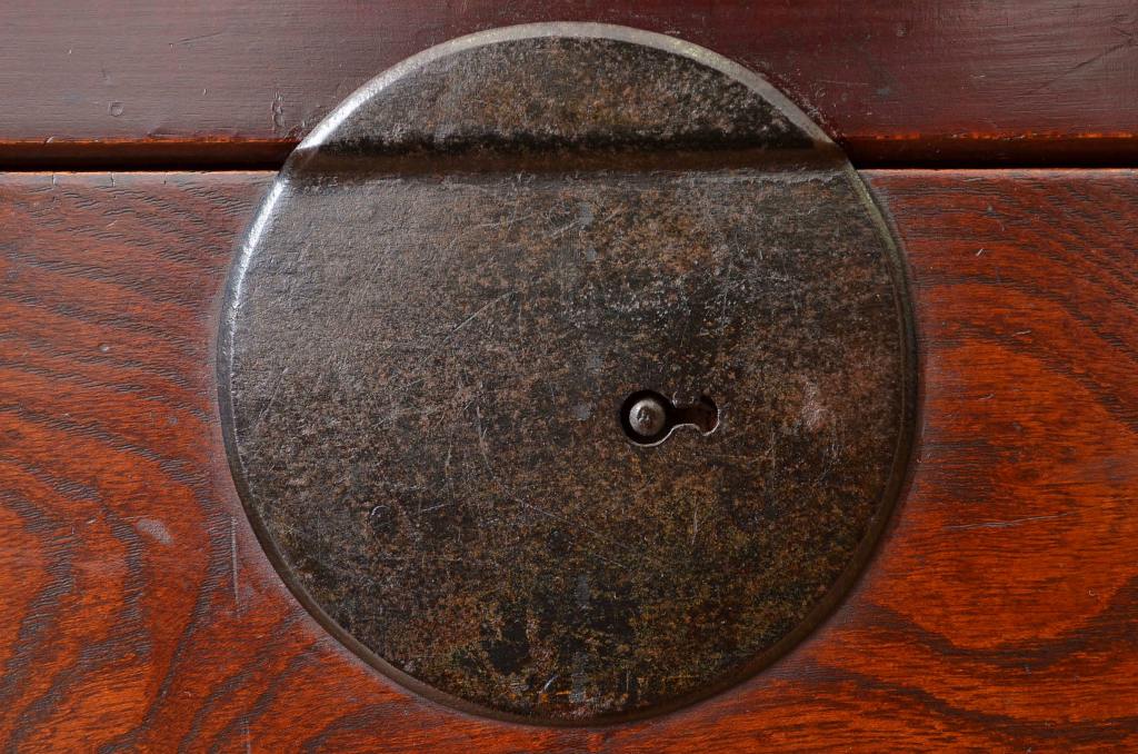 アンティーク家具　古民具・骨董 珍品希少!前面欅玉杢の重ね時代収納棚(箪笥・チェスト)