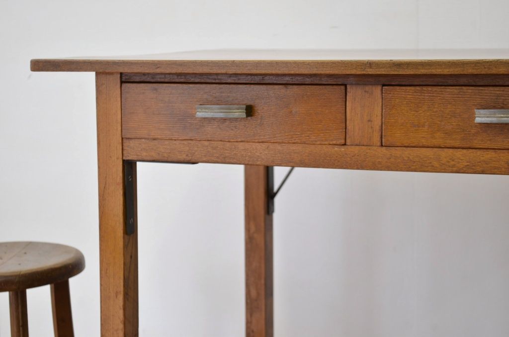 レトロ家具　昭和レトロ 古い栓無垢材のシンプルな平机?(テーブル・作業台)