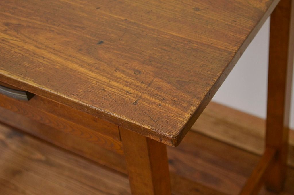 レトロ家具　昭和レトロ 古い栓無垢材のシンプルな平机2(テーブル・作業台)