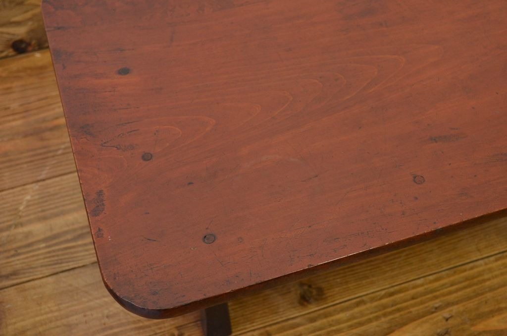 レトロ家具　昭和レトロ 天板一枚板のとても小さなかわいい角ちゃぶ台(折り畳みテーブル)