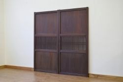 ★美品 シックな格子帯戸2枚セット(アンティーク建具・引き戸)