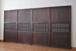 古民具・骨董 美品!! 裏障子付き格子帯戸4枚セット(引き戸)