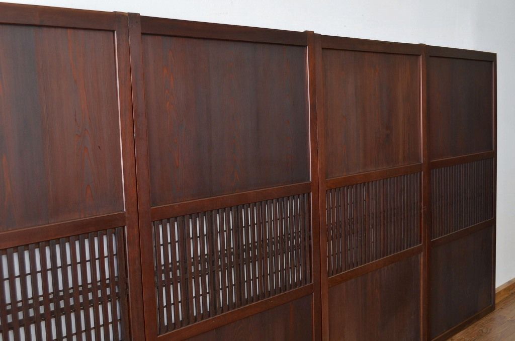 古民具・骨董 美品!! 裏障子付き格子帯戸4枚セット(引き戸)