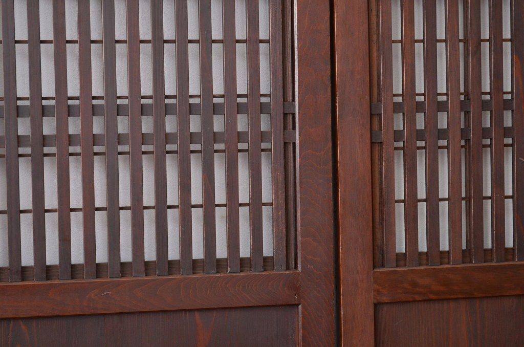 古民具・骨董 美品!! 裏障子付き格子帯戸4枚セット(引き戸)