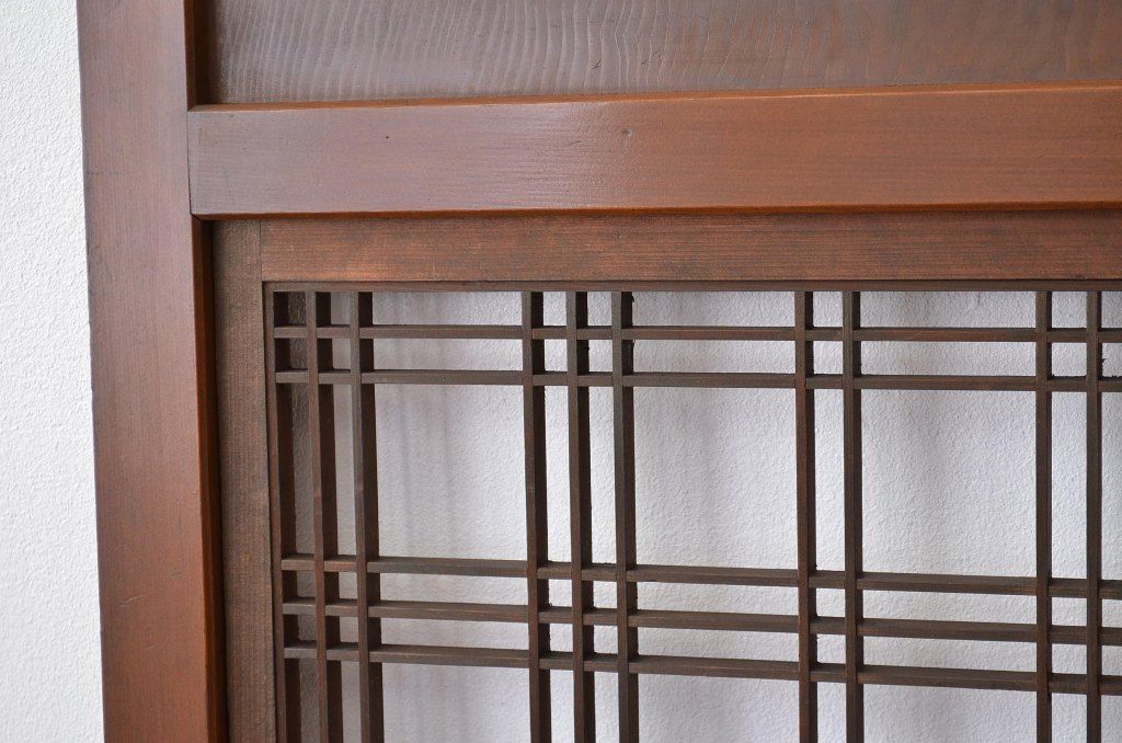 ★古民具・骨董 繊細なデザインのすかし格子帯戸2枚セット(引き戸)