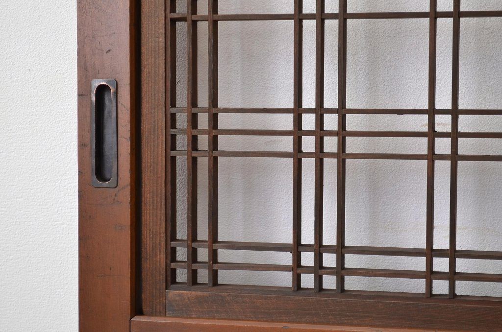 ★古民具・骨董 繊細なデザインのすかし格子帯戸2枚セット(引き戸)