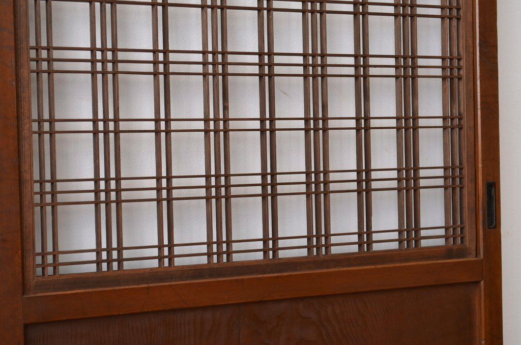 ★古民具・骨董 繊細なデザインのすかし格子帯戸2枚セット(引き戸)