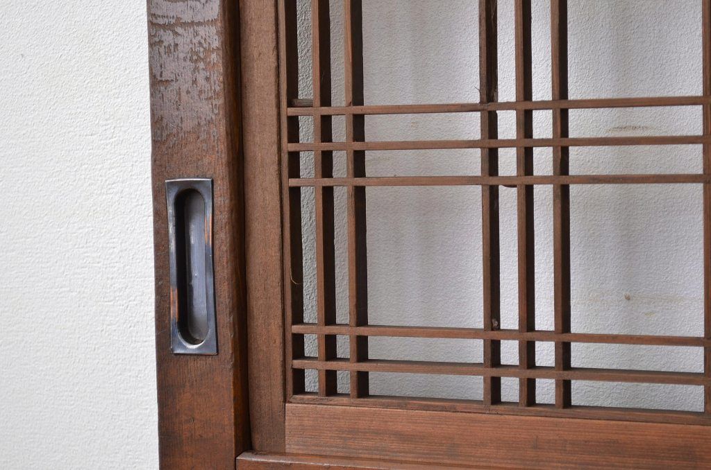 ★古民具・骨董 繊細なデザインのすかし格子帯戸2枚セット(引き戸)