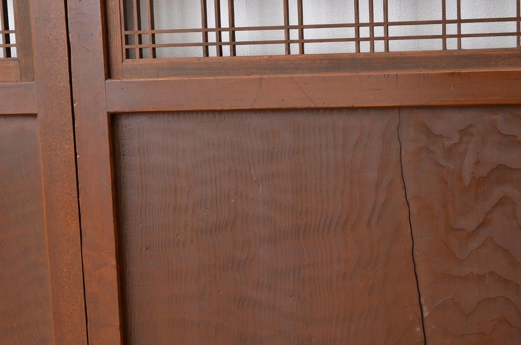 ★古民具・骨董 繊細なデザインのすかし格子帯戸2枚セット(引き戸)
