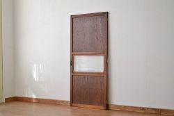 レトロ家具　昭和レトロ　すりガラス入りアンティークドア1枚(扉)