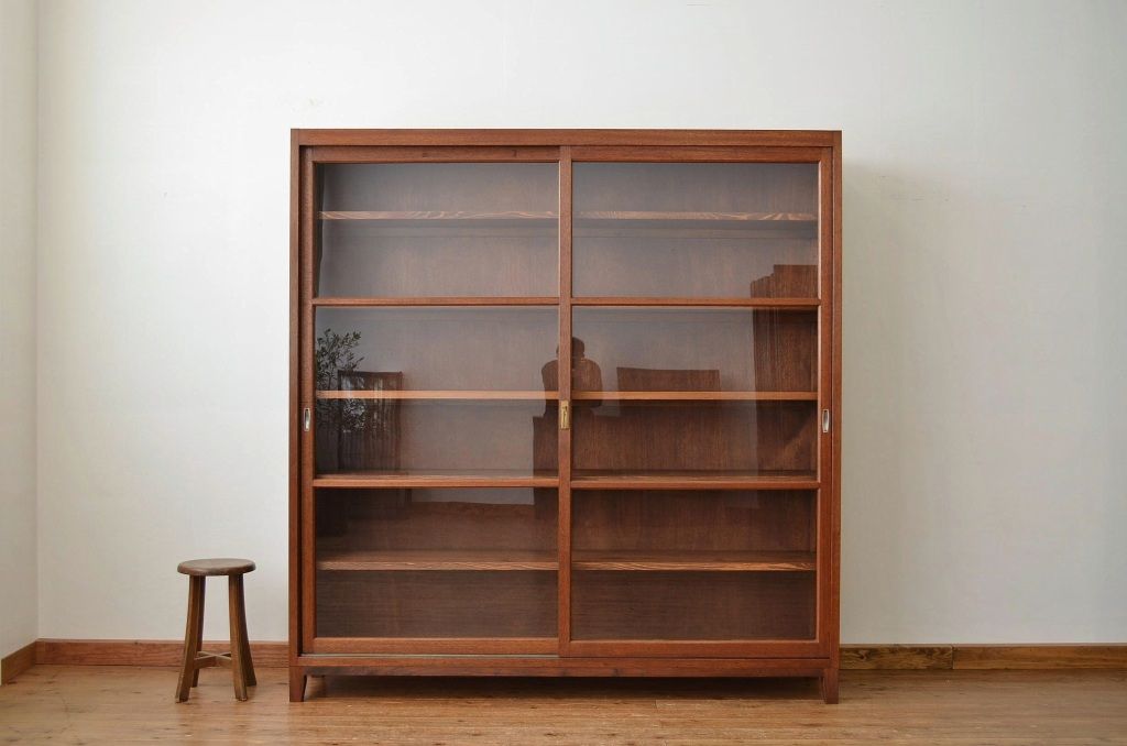 アンティーク家具　1960年代特大薄型収納棚?(陳列棚、ショーケース、ガラスケース)