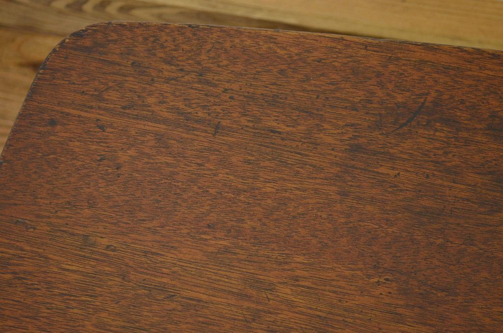 レトロ家具　天板一枚板のレトロな角ちゃぶ台(折り畳みテーブル)