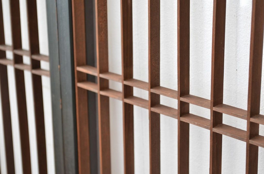 古民具・骨董 ガラス入り格子書院戸4枚セット