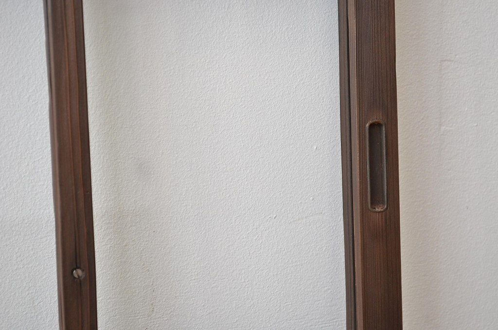 昭和レトロ 古い木のアンティークガラス引き戸2枚セット(窓 建具)