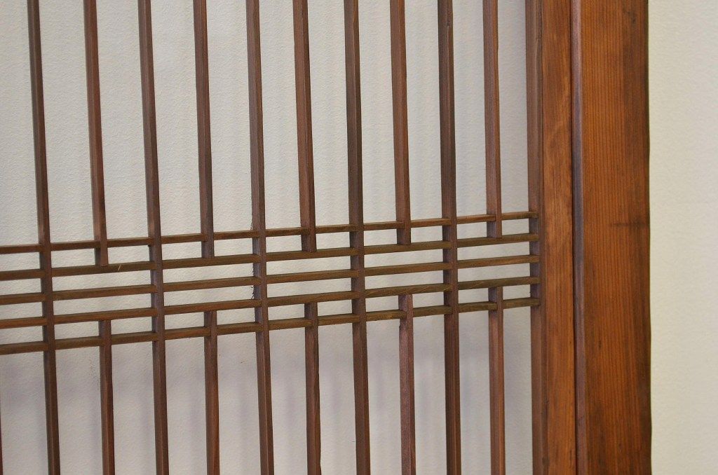 幅が細身のガラス入り筬組子格子帯戸4枚セット(ガラス帯戸、引き戸・建具)