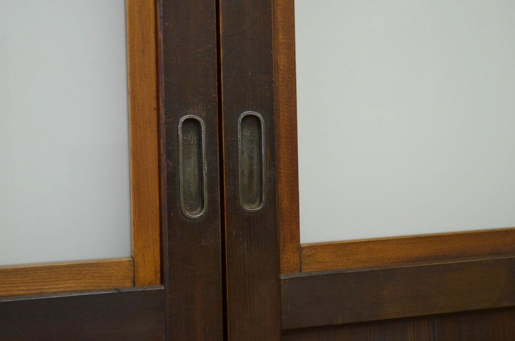 アンティーク シンプルなガラス入り帯戸4枚セット(ガラス帯戸、引き戸・扉)