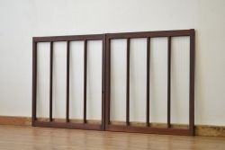 昭和レトロ 古い木のモールガラス引き戸2枚セット(窓・建具・ガラス戸)