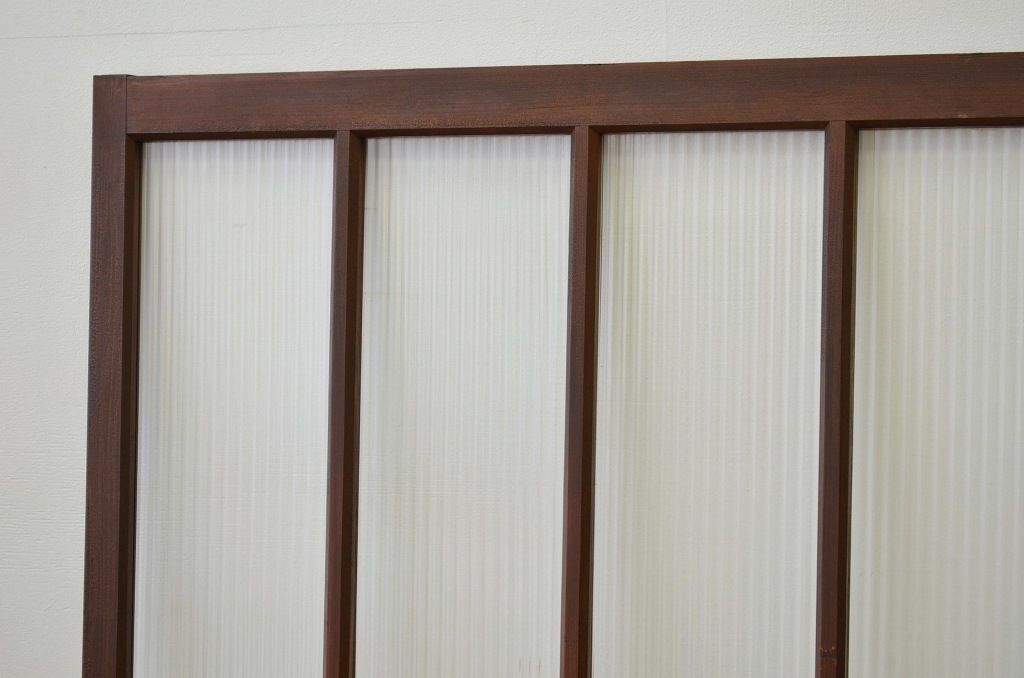 昭和レトロ 古い木のモールガラス引き戸2枚セット(窓・建具・ガラス戸)