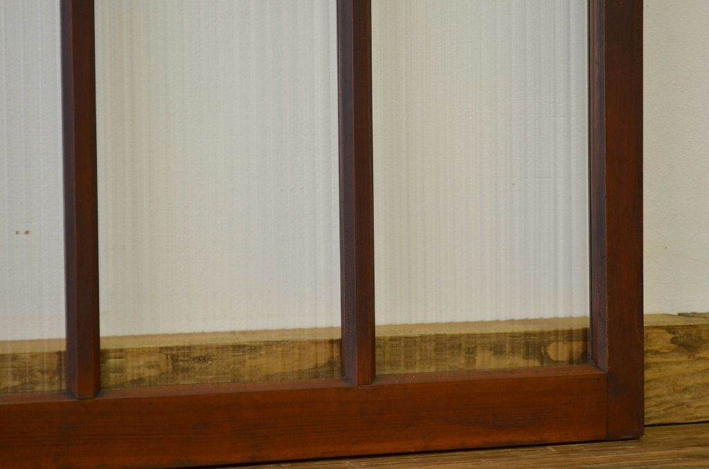 昭和レトロ 古い木のモールガラス引き戸2枚セット(窓・建具・ガラス戸)