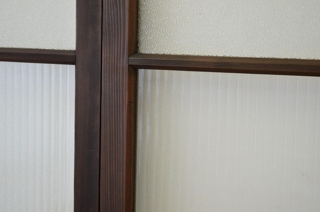 古民具・骨董 貴重な色ガラス入り引き戸2枚セット(ガラス戸・窓)