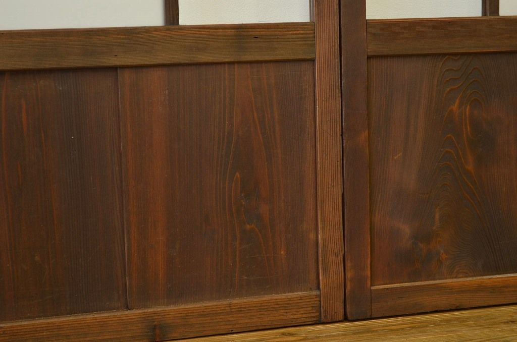 古民具・骨董 昭和レトロ 古い木のガラス戸4枚セット(引き戸・扉)