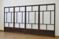 昭和レトロ 古い木のシックなガラス戸4枚セット(引き戸・建具)