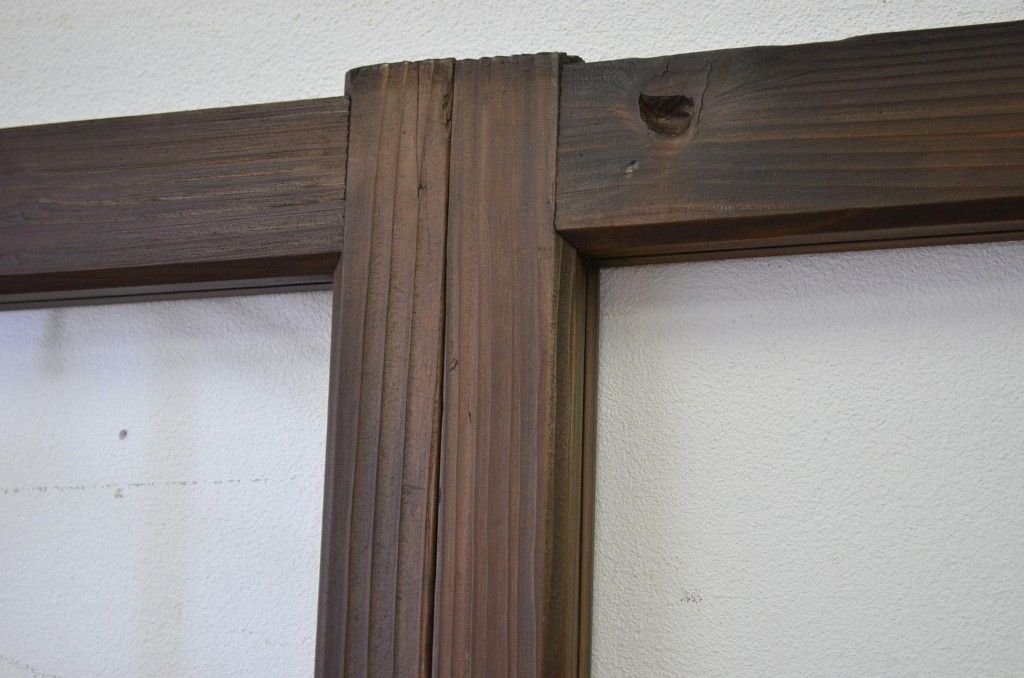 昭和レトロ 古い木のシックなガラス戸4枚セット(引き戸・建具)