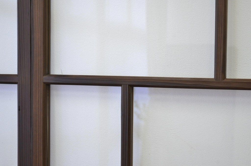 昭和レトロ 古い木のシックなガラス戸4枚セット(引き戸・建具)