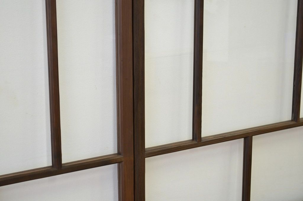 昭和レトロ 古い木のシックなガラス戸4枚セット(引き戸・建具)