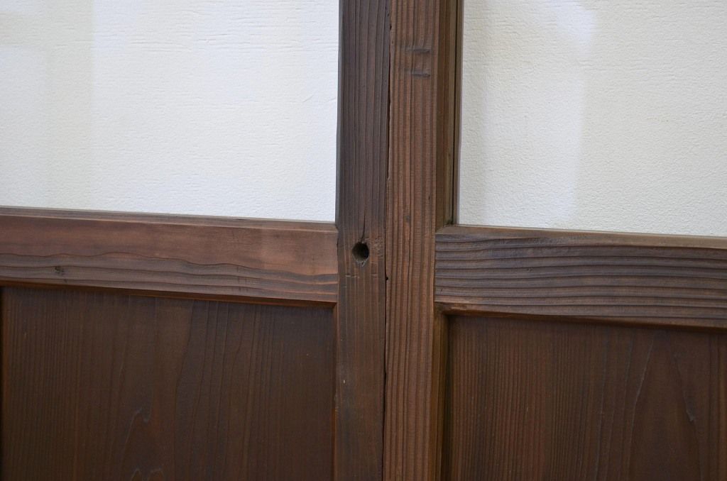 昭和レトロ 古い木のシックなガラス戸4枚セット(引き戸・建具)