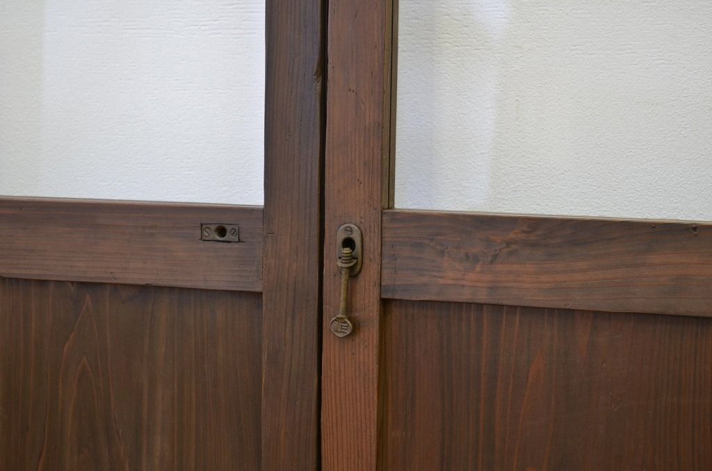 昭和レトロ 古い木のシックなガラス戸4枚セット(引き戸・建具)