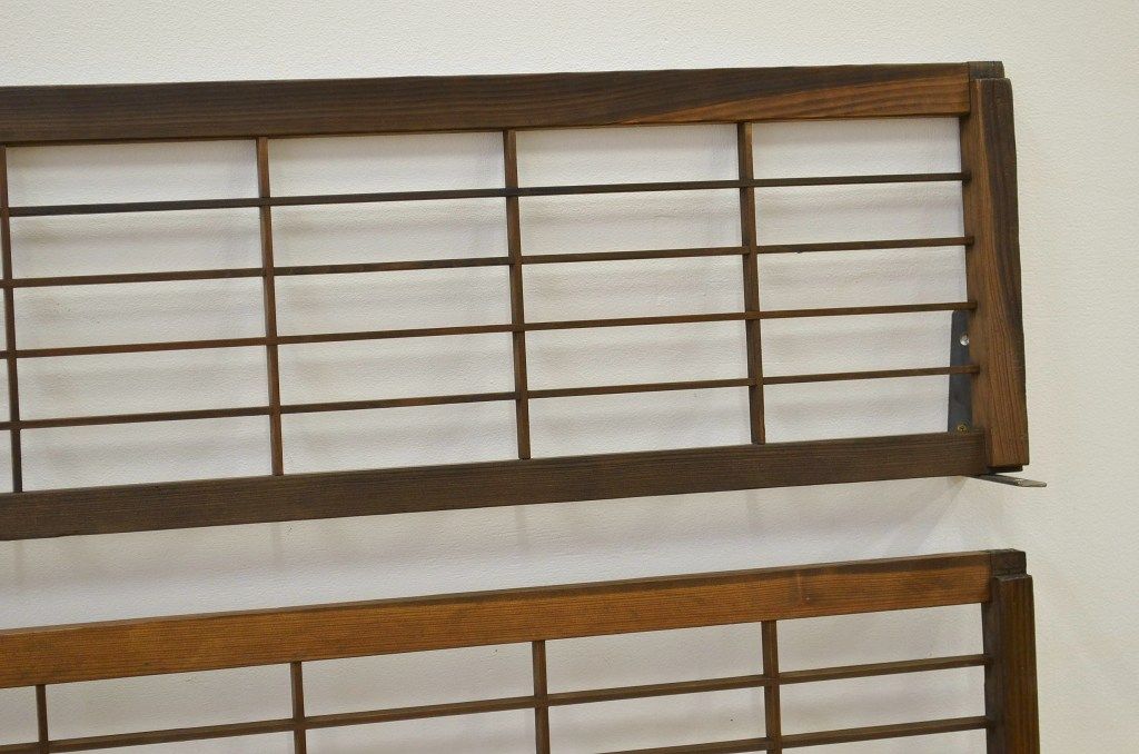 味わいある木の障子格子戸(引き戸)4枚セット 欄間
