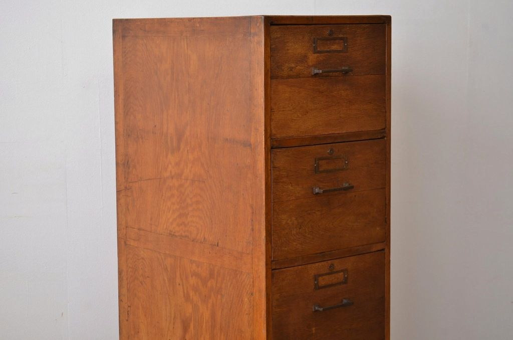 レトロ家具　昭和レトロ 重厚なナラ材大型引き出し(書類ケース・ドロワー)