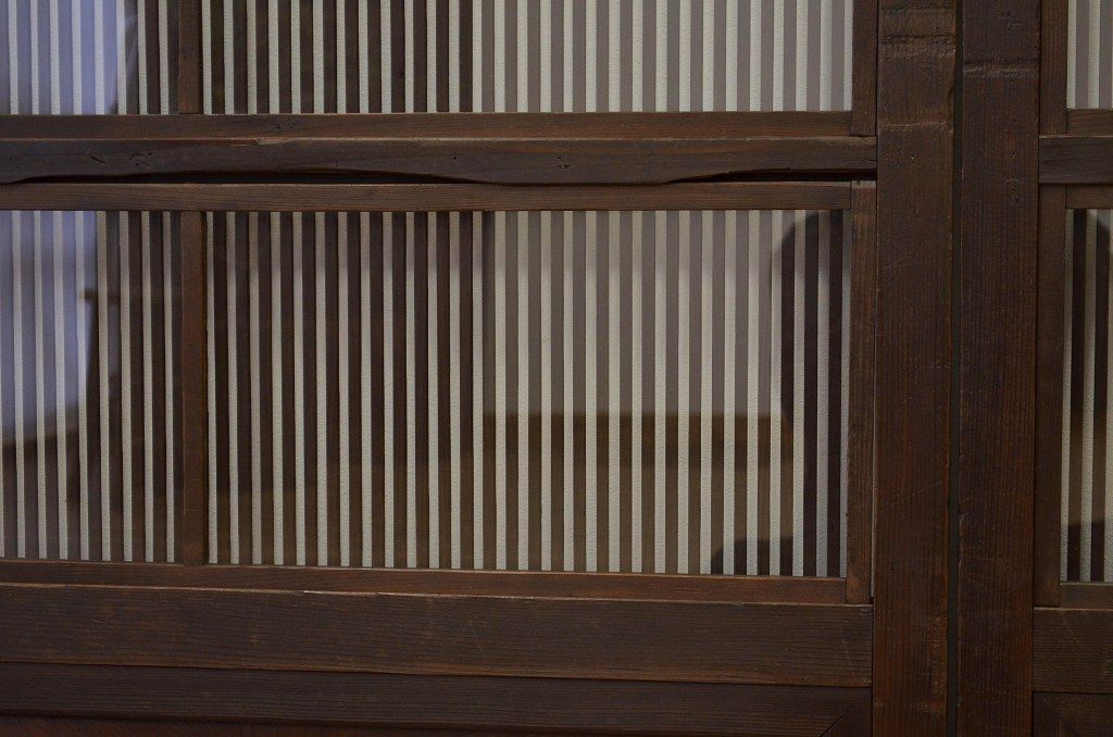 古民具・骨董 腰板欅材上質な造りのガラス入り格子戸2枚セット(引き戸)