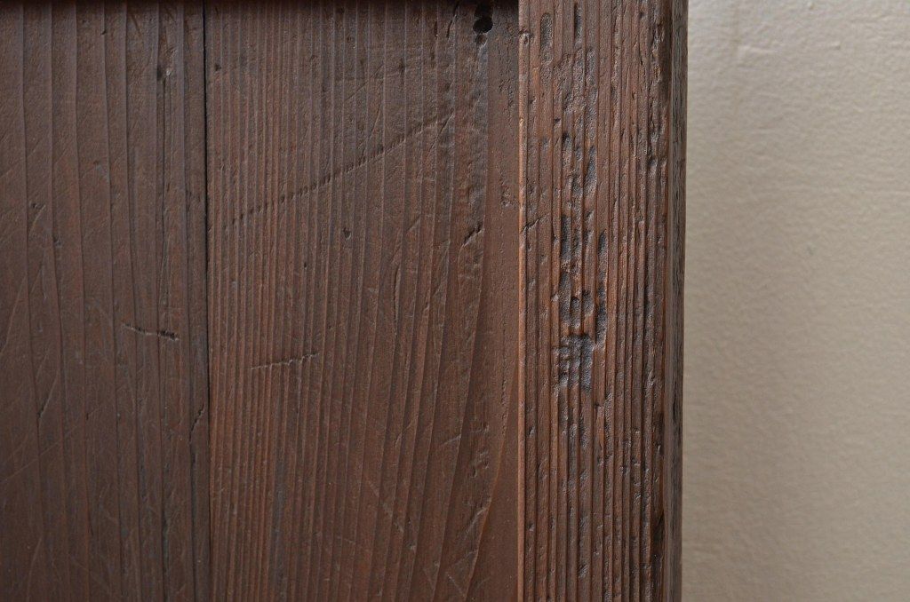古い木の使い込まれたガラス戸2枚セット(引き戸・建具)