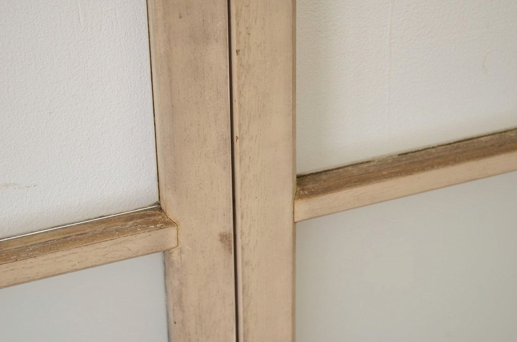 アンティーク建具　昭和レトロ　ペイントがお洒落な引き戸2枚セット(ガラス戸、窓)(R-006176)