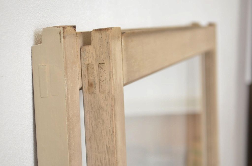 アンティーク建具　昭和レトロ　ペイントがお洒落な引き戸2枚セット(ガラス戸、窓)(R-006176)