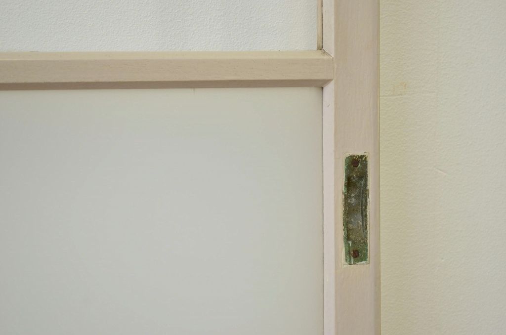 アンティーク建具　昭和レトロ　ペイントがお洒落な引き戸2枚セット(ガラス戸、窓)(R-006176)